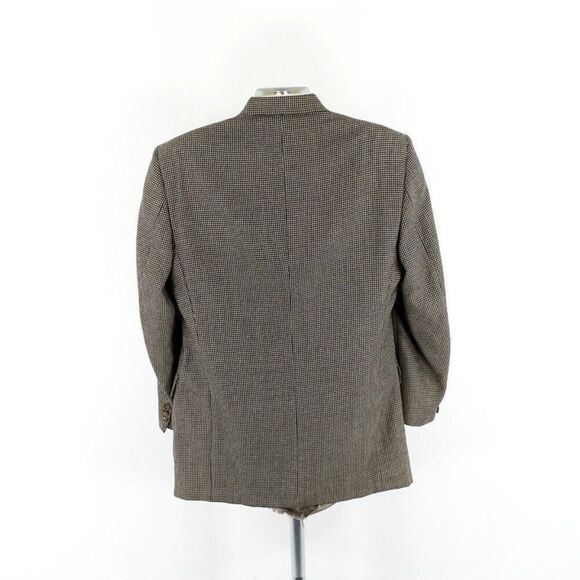 Hart Schaffner Marx Parisian Tweed Wool Houndstooth Black Tan Sport‎ Coat 42L - Picture 9 of 16